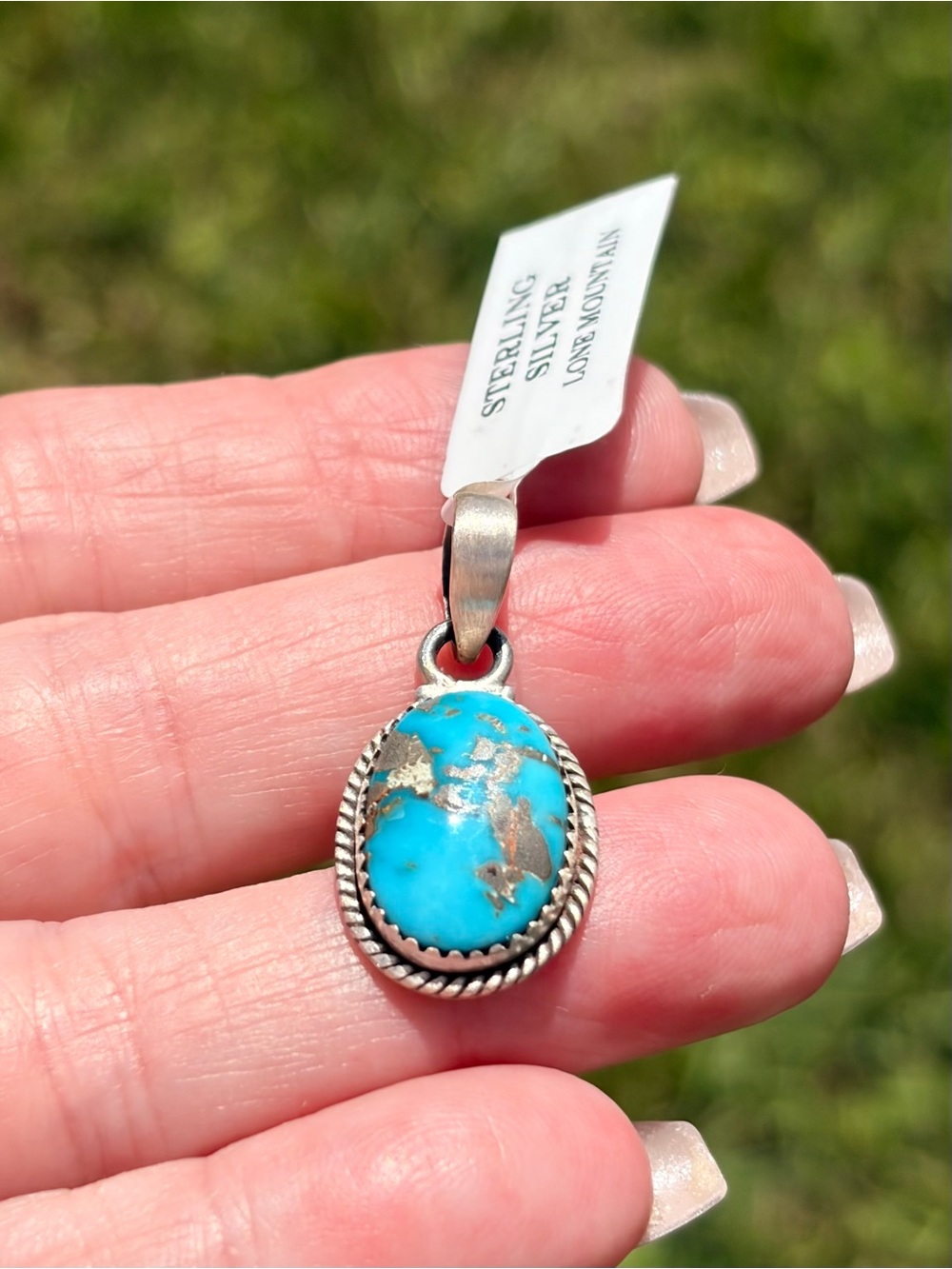 925 Sterling Silver Lone Mountain Turquoise Pendant - Picture 2 of 9